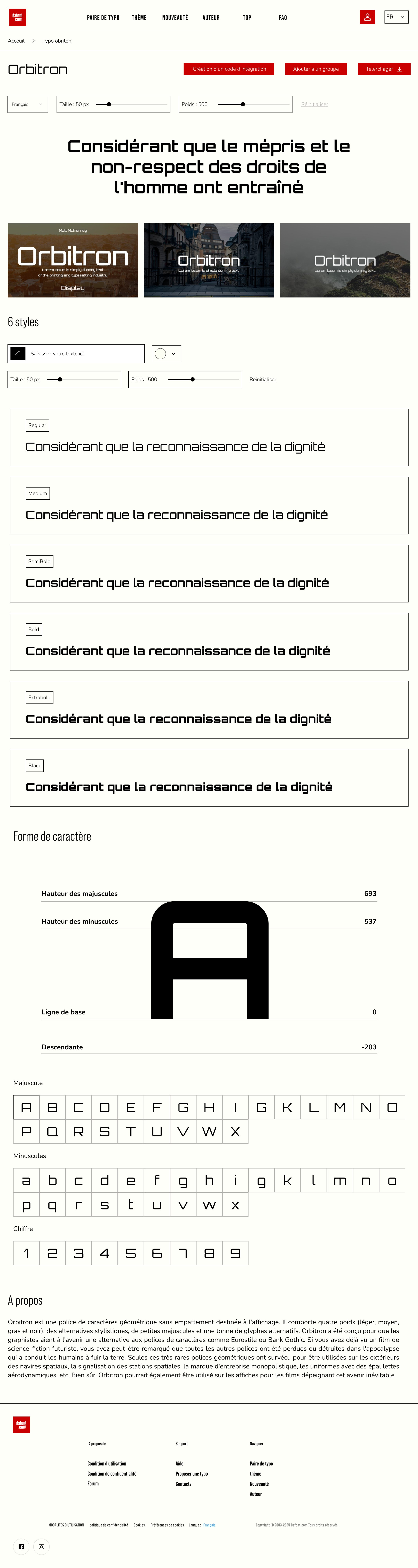 Page typo Dafont